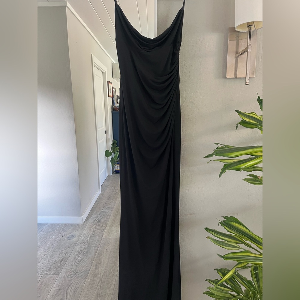 REVOLVE Black Draped Maxi Dress
